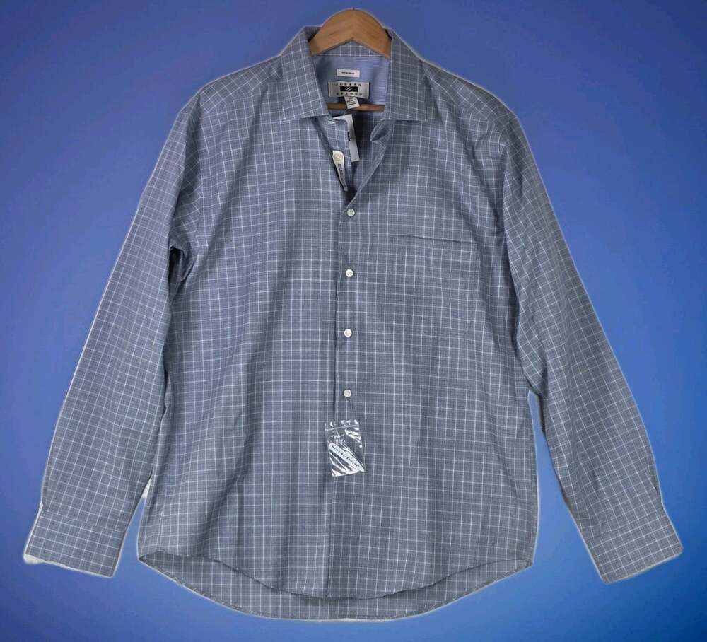 Joseph Abboud Men's XL Shirt Blue Long Sleeve Button Up Checkered New With Tags